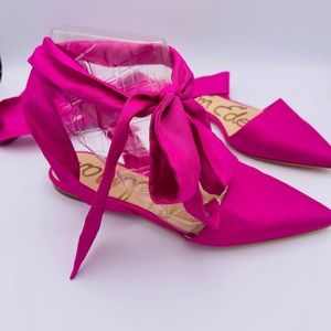 Sam Edelman Lace Up Satin flats with Satin Ankle Ties Size 7.5